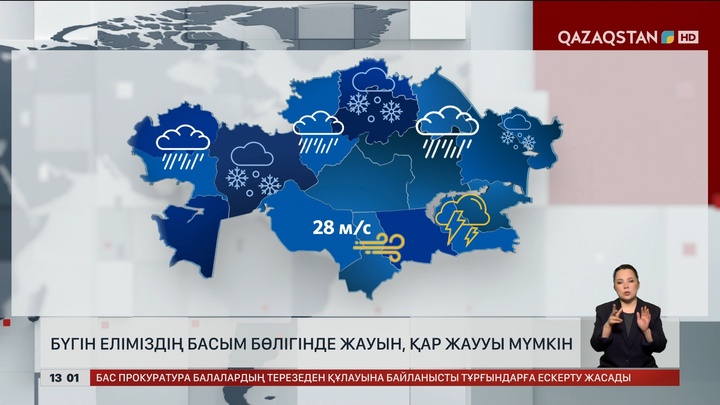 Бүгін еліміздің басым бөлігінде жауын, қар жаууы мүмкін