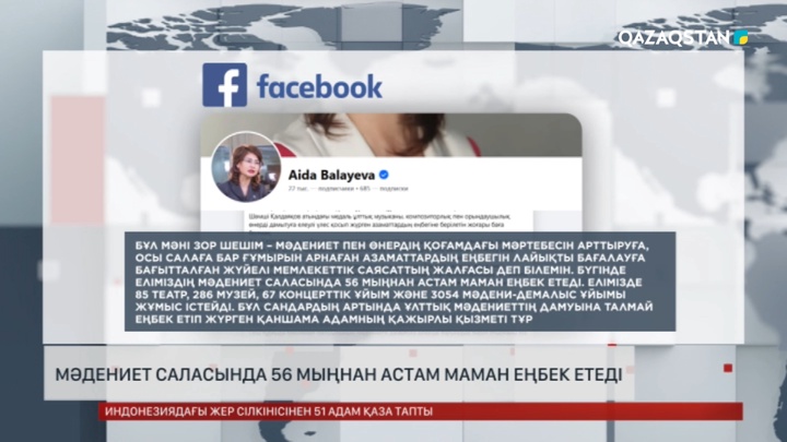  Мәдениет саласында 56 мыңнан астам маман еңбек етеді