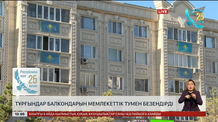 Астанада кейбір үй балкондарына ту ілді