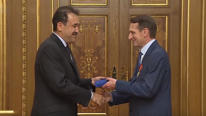 РФ ішкі барлау қызметінің директоры С.Нарышкинге ІІ дәрежелі Достық ордені табысталды