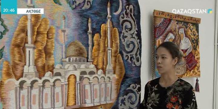 Жібек жіппен картина салатын келіншек