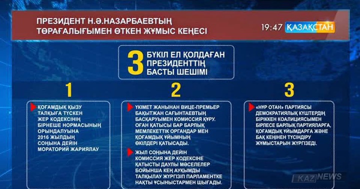 Нұрсұлтан Назарбаевтың төрағалығымен өткен Үкімет жиынында басты 3 шешім айқындалды