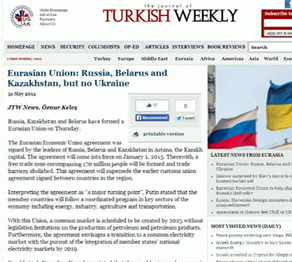 «Turkish weеkly» газеті Нұрсұлтан Назарбаевтың жаңа одақ туралы мәлімдемесін жариялады 