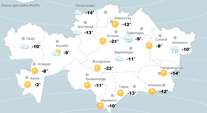 Бүгін еліміздің басым бөлігінде күн ашық болады