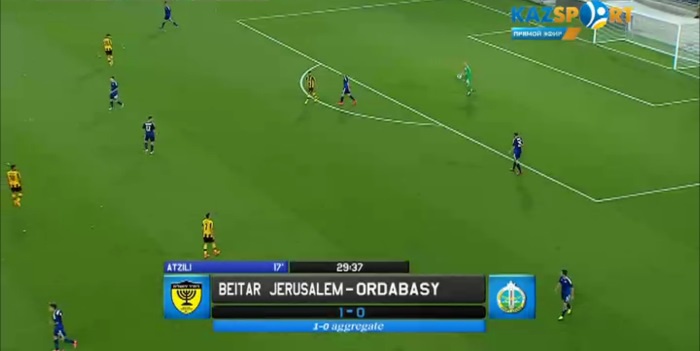 «Ордабасы» уступает «Бейтару» по итогам первого тайма