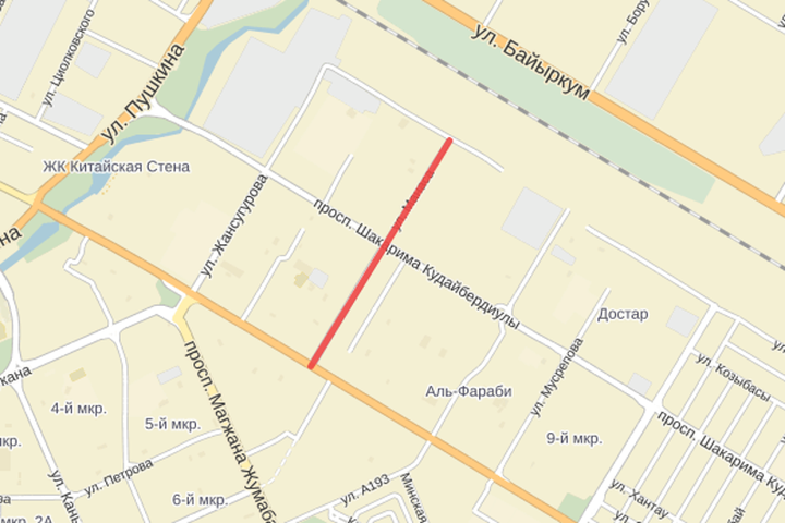 Астанада 6 мамырдан бастап Абай және Манас көшелерінде көлік қозғалысы шектеледі