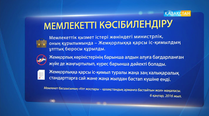 Ұлт жоспары. Мемлекетті кәсібилендіру