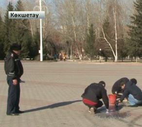 Көкшетаулық жігіт көлігімен тәртіп бұзғаны үшін алаңды тазалады